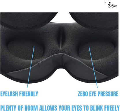 Sleep Mask with Earplugs & Zipper Bag 3D Memory Foam Eye Mask with Nose Support, Lash-Friendly, Blink Freely, Soft, Breathable, Adjustable, for Sleep, Travel, Insomnia, Meditation, Men & Women