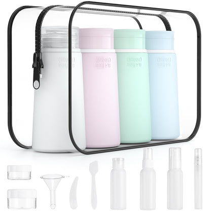 Valourgo 15 Pack Travel Bottles Set, TSA Approved Leak Proof Silicone Travel Containers Jar for Toiletries, Lotion Body Wash, Travel Essentials