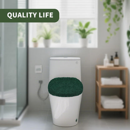 Microfiber Elongated Toilet Seat Cover 19.5"x 15" Machine Washable Solid Toilet Lid Cover Adjustable Rubber Backing Fits Most 18-19.5" L x 14-16" W Elongated Toilet Seat