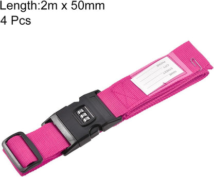 uxcell Luggage Straps Suitcase Belts with Buckle, Combination Lock, Adjustable Travel Packing Accessories