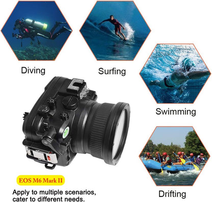 Sea frogs Underwater Camera Case Compatible with Canon EOS M6 Mark II 15-45MM 18-55MM IPX8 40m/130ft Maximum Diving Depth Waterproof Camera Housing for Diving, Surfing, Rowing, Skiing