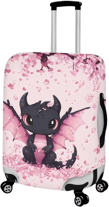Dragon Luggage Covers for Suitcase Cherry Blossom Travel Suitcase Cover Anti-Scratch Baggage Case Protector Travel Essential with Invisible Zip Universal Fit 18-32'' Pink Luggage