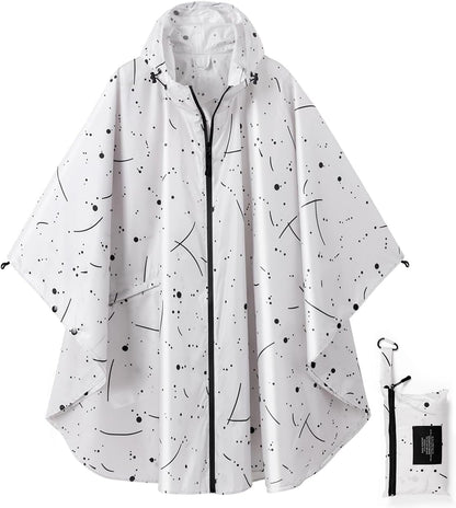 Rain Poncho Jacket Coat Hooded Zipper Style for Women/Men/Adult with Pocket
