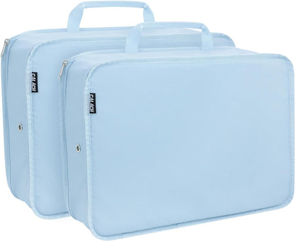 Extra Large Compression Packing Cubes for Travel Essentials, 2 Set Expandable Travel Cubes for Packing Bags Suitcase Organizer, Blue