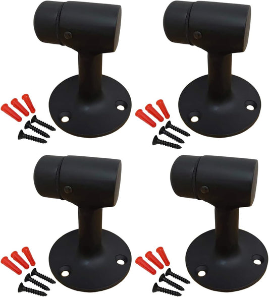 QCAA Solid Brass Door Stop, 3", Matte Black, 4 Pack, Made in Taiwan