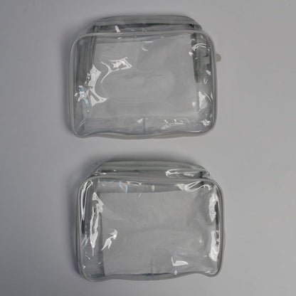 Lermende 2pcs Clear Toiletry Bag TSA Approved Travel Bag,Carry On for Travel,Airport Airline Accessories Compliant Bag,Quart Sized Makeup Cosmetic bag Women Men (Transparent Gray, 2 Pack)