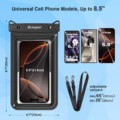 [Up to 8.5"] Floating Waterproof Phone Pouch 2 Pack - Floatable Waterproof Phone Case with Lanyard for iPhone 16 15 Pro Max, Galaxy S25 S24 Ultra, IPX8 Cellphone Dry Bags, Beach Vacation Essentials
