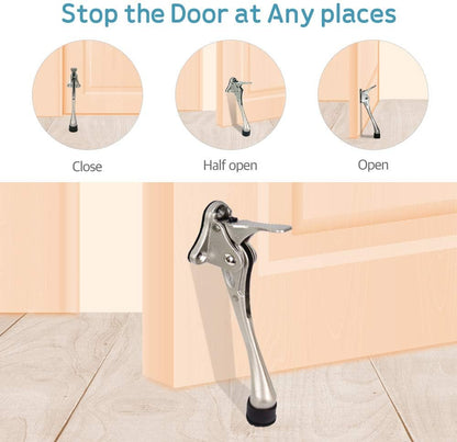 Door Stopper, One-Touch semi-Automatic Metal Door Stopper, with Non-Slip Rubber Tip for Wood, Concrete, Tiled, and Carpeted Floors (6inch x 1pack, Black)