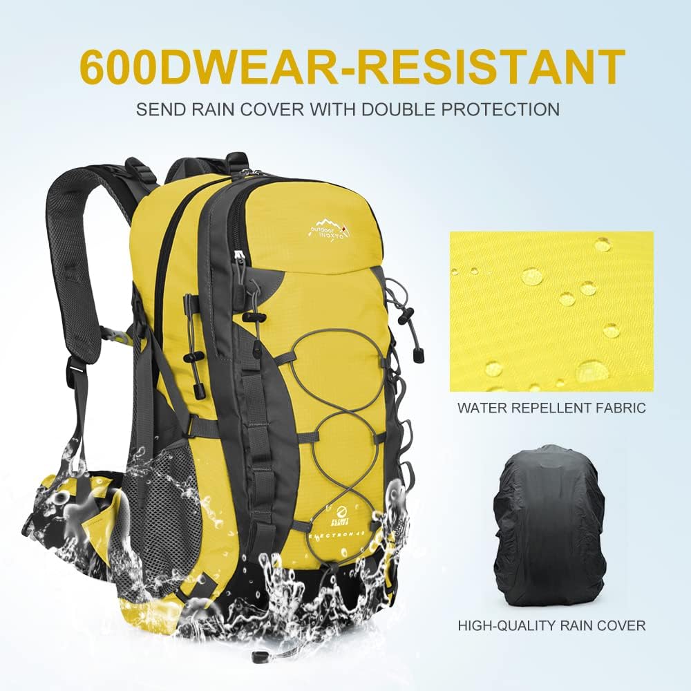 INOXTO lightweight Hiking Backpack 35L/40L Hiking Daypack with Waterproof Rain Cover for Travel Camping Outdoor Men and Women