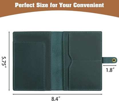 Jack&Chris Genuine Leather Passport Holder For Travel, RFID Blocking Handmade Passport Holder with Card Case Organized & Safe, Quality Travel Essentials for Women and Men for Gifting, Blue