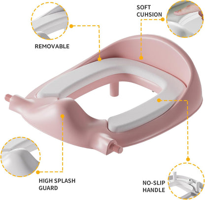 Toddler Potty Training Toilet Seat Featuring Soft Padded Attachment- for Toddlers 1-3 Kids Boys Child Baby Girls PottyTrain Chair Adapter and Essential Sink/Kitchen Helper (Removable Cushion)