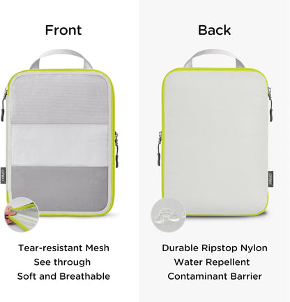 Cipway Compression Packing Cubes, See Through Mesh Luggage Organizer Bags, Travel Essentials for Carry on Suitcase with Laundry Bag and Clear Toiletries Bag（6 Pcs,White）
