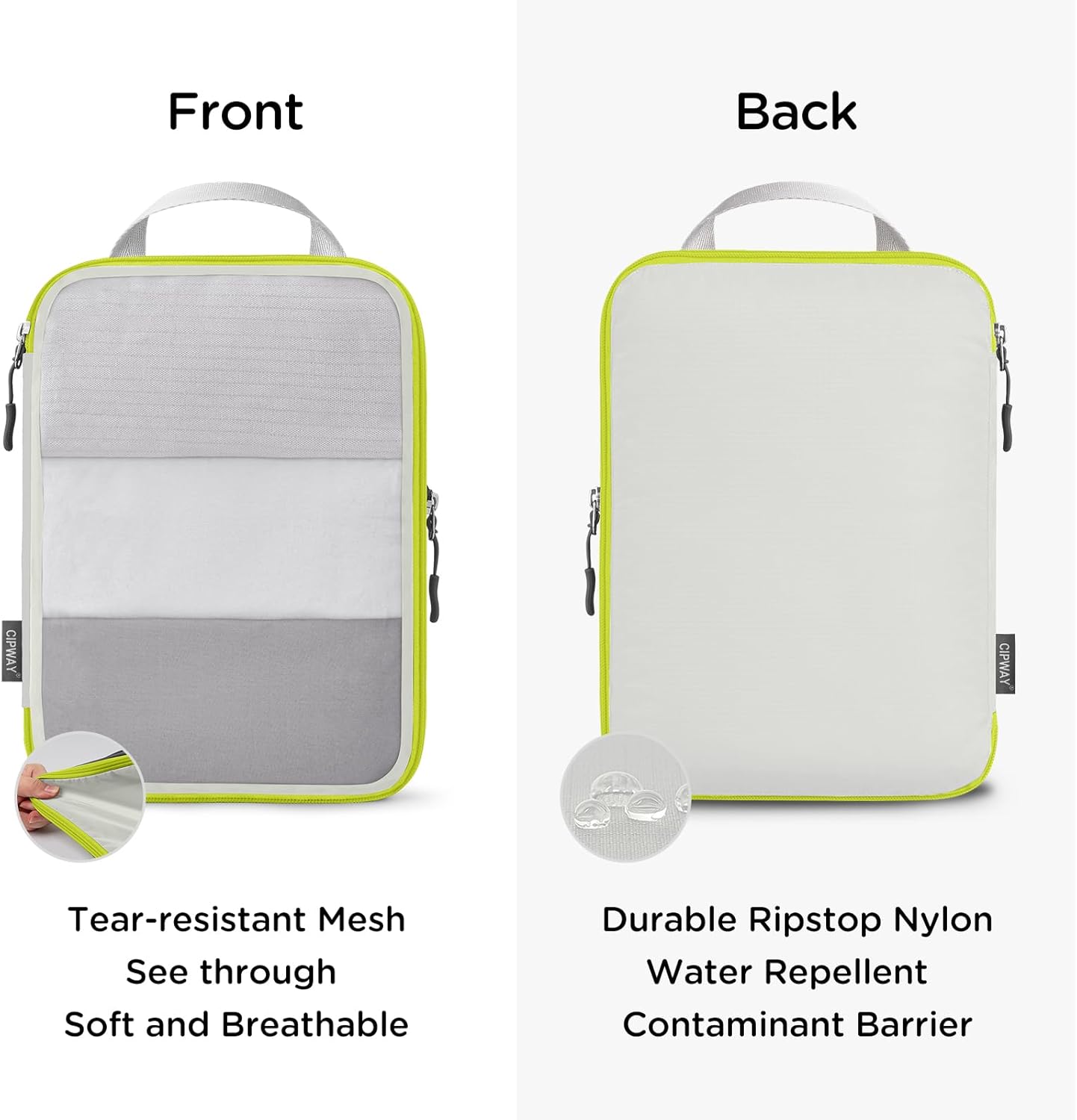 Cipway Mesh Compression Packing Cubes, Ultralight See Through Luggage Organizer Bags, Travel Essentials for Carry on Suitcase（3 Pcs,White）