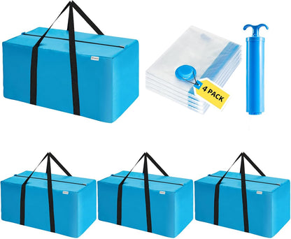 Extra Large Moving Bags Heavy Duty Space Saver Vacuum Storage Bag Vacuum Seal bags for Clothing Travel Packing bag Blue Bag for Moving Vaccine Sealed Blue Storage Bag (8 Pack)
