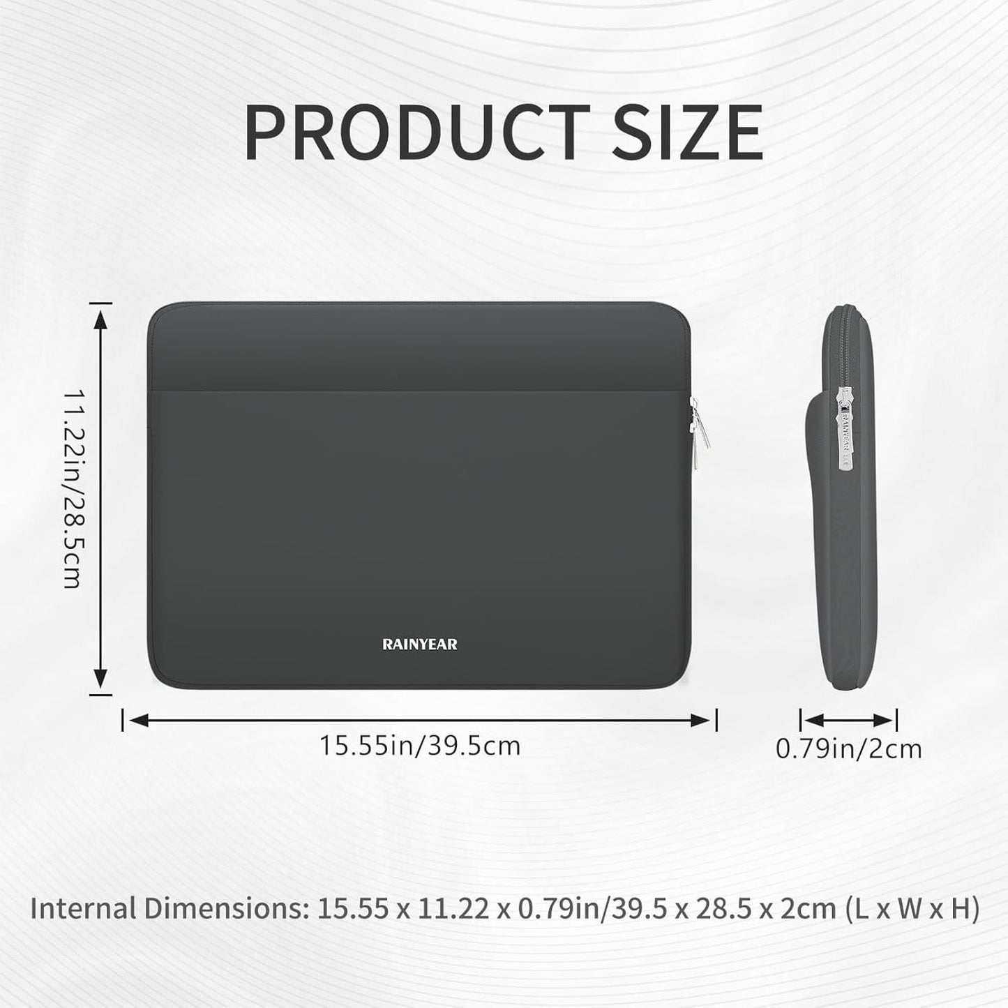 RAINYEAR Laptop Sleeve Case 15.6 Inch, Protective Portable Case with Front Pocket, Briefcase Handbag Computer Carrying Bag Laptop Bag Compatible for HP, Dell, Asus, Lenovo, Notebook, Gray
