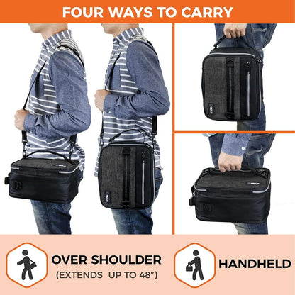 opux Insulated Lunch Box for Men Women Adult, Compact Lunch Bag for Kids Boy Girl Teen, Soft Lunch Cooler Bag for Work School, Leakproof Lunchbox Lunch Pail with Clip-on Buckle, Heather Charcoal