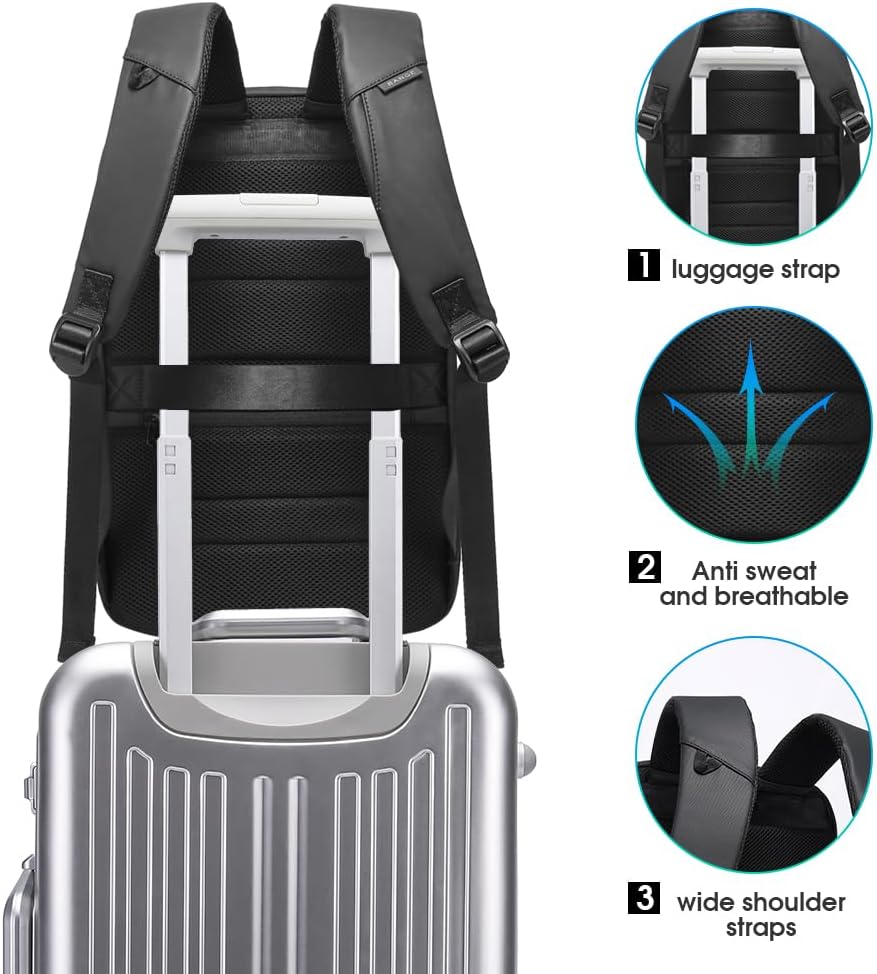 BANGE Business Laptop Backpack Fit for 15.6 INCH,Travel Backpack with USB Charging Port,Men Travel Backpack with Water Bottle Holder for Men and Women…