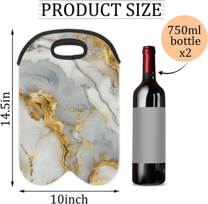Wine Carrier Tote Personalized Bag for 2 Bottles - Neoprene Wine Bottle Holder with Carry Handle, Wine Protective Bag Insulated Bag Beer Cans Water Bottle Holder for Travel Picnic,Style12