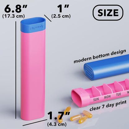 SpaceAid 2 Pack Pill Organizer Box 7 Day, Weekly Travel Pill Case Holder, 2 Times a Day AM PM Daily Pocket Pharmacy Dispenser Container for Pills, Vitamins and Medicine (Blue, Pink)