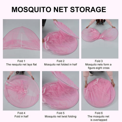 Pop-Up Mosquito Net Tent for Beds, Portable Folding Design with Net Bottom Bedroom and Outdoor Trip for Baby Adults, Easy to Install and Wash for Twin to King Size Bed 79 x71x59 inch (Pink)