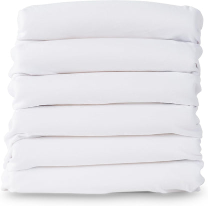 Foundations Full Size Travel Sleeper Folding Hotel Crib and Sheet Bundle - Includes Wooden Portable Crib with 3" Foam Mattress (Natural) and 6-Pack White Fitted Full Size Sheets