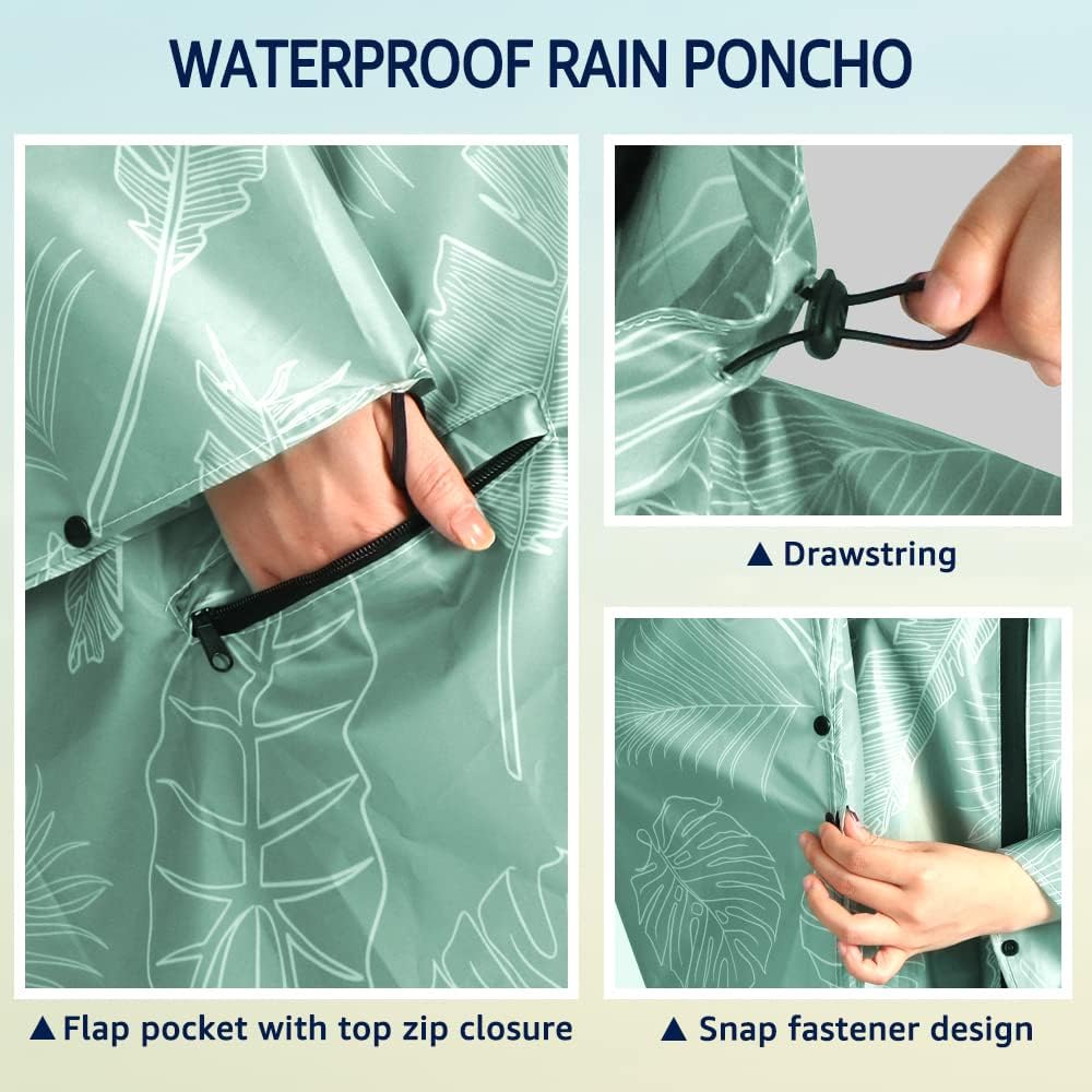 ANYOO Waterproof Rain Poncho Lightweight Reusable Hiking Hooded Coat Jacket for Outdoor Activities