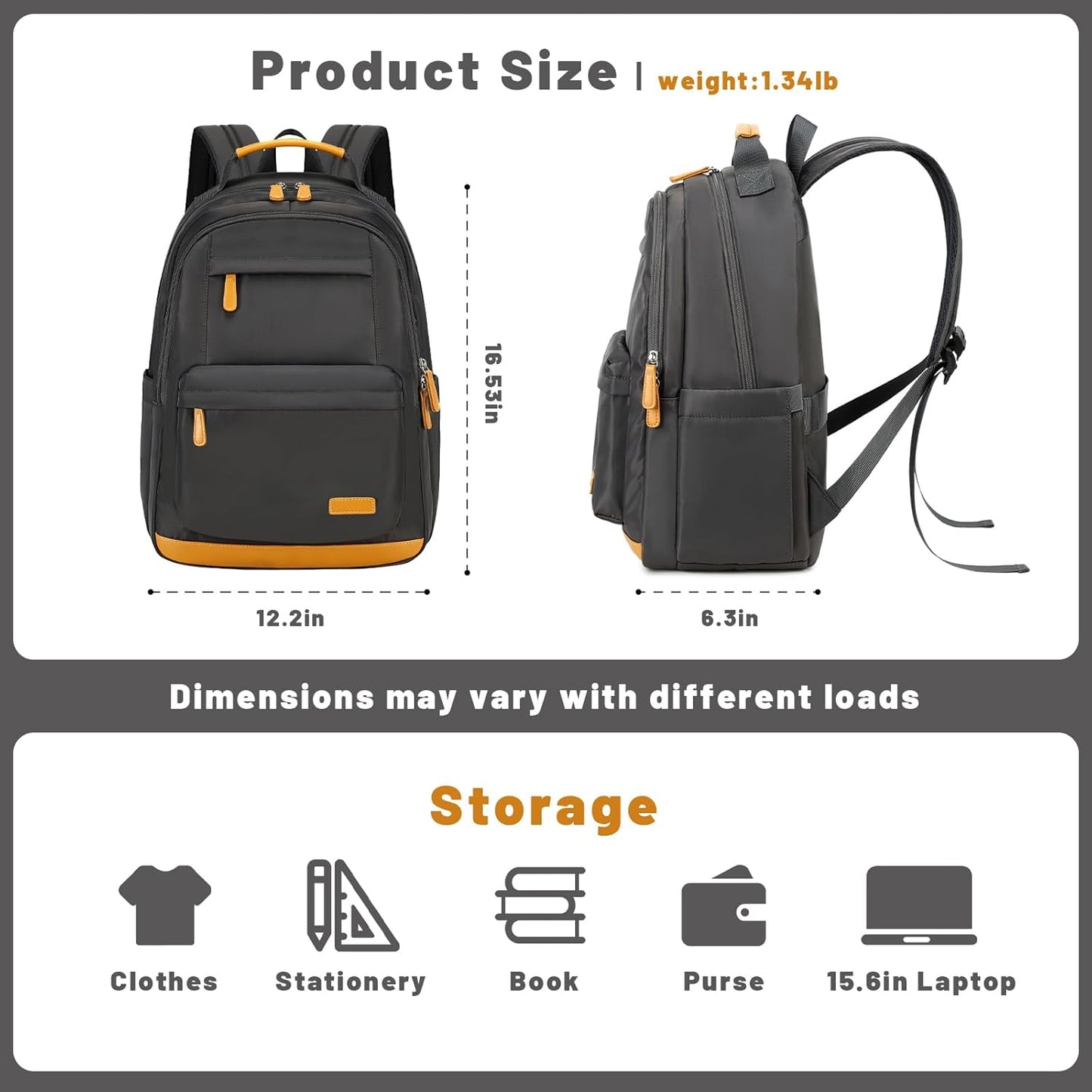 mygreen Waterproof Travel Backpack for Adults, 15.6 Inch Laptop Backpack with Multiple Compartments | Durable Anti-Theft Design, Luggage Strap, Lightweight for Business, Commute, and Air Travel Black