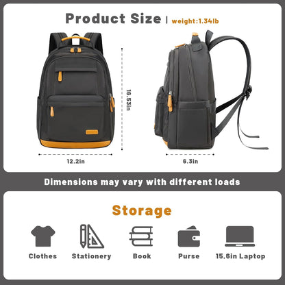 mygreen Waterproof Travel Backpack for Adults, 15.6 Inch Laptop Backpack with Multiple Compartments | Durable Anti-Theft Design, Luggage Strap, Lightweight for Business, Commute, and Air Travel Black