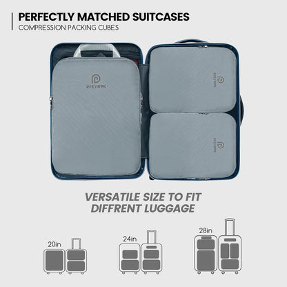 Lightweight Compression Packing Cubes for Suitcases, Compressible Expandable Travel Packing Organizer with Clear Toiletries and Backpack Bag, Travel Essentials for Carry on Luggage 7 Set