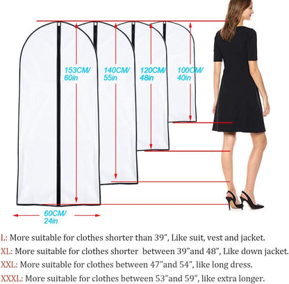 Garment Bags for Hanging Clothes 24'' x 40'' (Set of 6) suit bags for closet storage Covers for Closet with Study Full Zipper for Jacket Storage Clothes and Travel