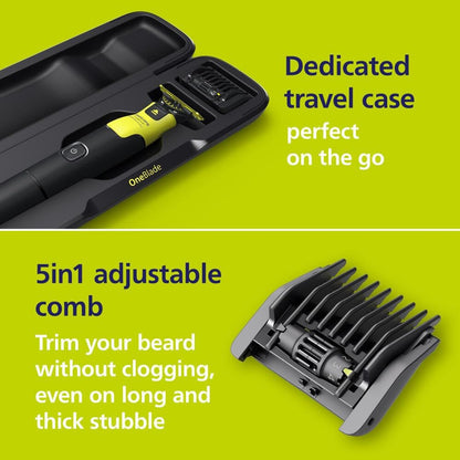Philips Norelco OneBlade 360 with Connectivity Hybrid Face + Body, Electric Beard Trimmer, Shaver and Body Groomer with 360 Blade Tech, 1x360 Blade, 5-in-1 Comb, Body Kit, Travel Case, Model QP4631/90