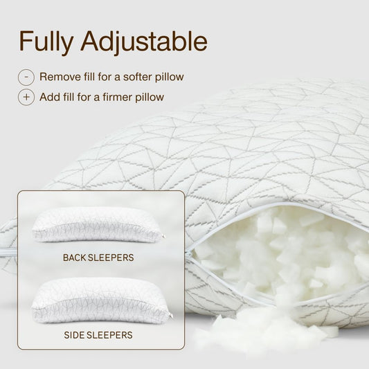 Coop Home Goods Original Crescent Adjustable Pillow, Queen Bed Pillows for Shoulder, Neck & Head Support, Crescent Foam Pillows - Medium Firm for Back & Side Sleeper, CertiPUR-US/GREENGUARD Gold