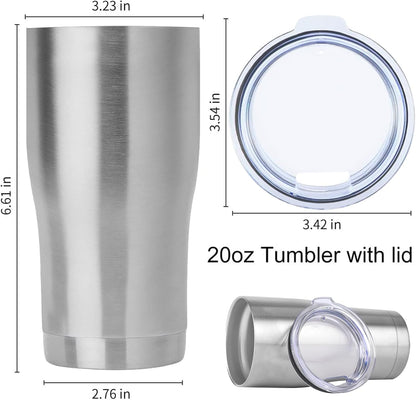 DOMICARE 20oz Tumbler with Lid Stainless Steel Tumblers Bulk, Double Wall Vacuum Insulated Coffee Travel Mug, 4 Pack Stainless Steel