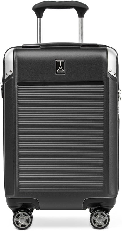 Travelpro Platinum Elite Hardside Expandable Carry on Luggage, 8 Wheel Spinner, TSA Lock, Hard Shell Polycarbonate Suitcase, Shadow Black, Compact Carry on 20-Inch