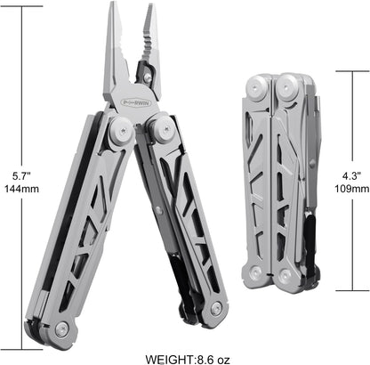 Multitool, 17-in-1 Stainless Steel Multi Tool Pliers with Self-Locking, Pocket Knife, Nylon Sheath, Professional (EDC) Multi-Tool for Survival, Camping and Hunting, Hiking, Simple Repair