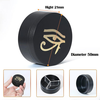 Small Pill Case 3 Compartments, Metal Round Portable Pill Box, Waterproof Travel Pill Organizer, Pocket Purse Medicine Vitamin Holder EDC Container (Black with Eye)