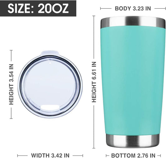 20oz Tumbler Bulk Stainless Steel Vacuum Insulated Tumblers with Lid Double Wall Travel Mug, Powder Coated Coffee Cup, Suitable for Ice Drinks and Hot Beverage (Light blue 12pack)