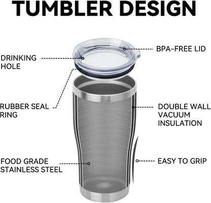DOMICARE 20oz Tumbler with Lid Stainless Steel Tumblers Bulk, Double Wall Vacuum Insulated Coffee Travel Mug Powder Coated Tumbler, 4 Pack Black