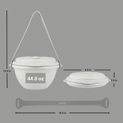 kūpaa Bowl & Carrier Duet – Microwave Safe Silicone Lunch Box For Adults– Collapsible, Leakproof, Food-Grade, Reusable To-Go Container (Shell)