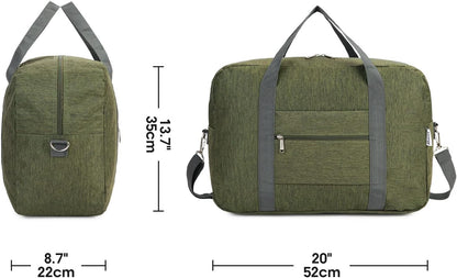For United Airlines Foldable Carry on Bag 22x14x9 Travel Duffel Bag Packable luggage Duffle for Women and Men 40L (Army Green)