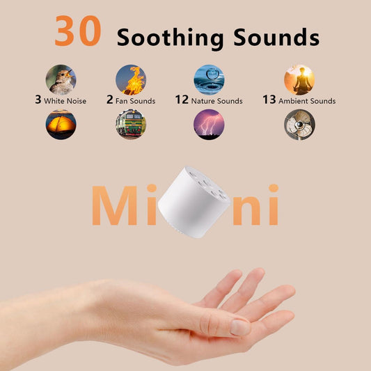 Color Noise Sleep Sound Machine Portable White Noise Machines with 30 Soothing Sounds 32 Levels Volume 4 Timer Options Compact Auto-Off Memory Function for Family Office Travel Everyone