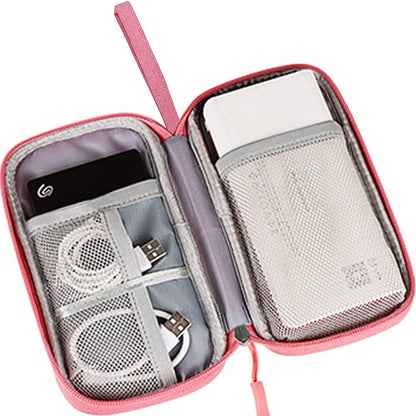 Electronics Accessories Organizer Pouch Bag, Universal Travel Digital Accessories Storage Bag for Portable Charger, Cables, Earphone, iPhone, Cord, Customize Inside with Dividers, Pink