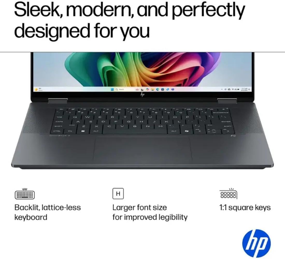 HP OmniBook X Flip 16 2-in-1 Laptop: 16" FHD+ Touchscreen, Intel Core Ultra 7, 16GB RAM, 51GB SSD, w/Pen & Lifetime Office - Copilot+ AI PC, Windows 11 Pro