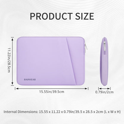 RAINYEAR Laptop Sleeve Case with Front Pocket, 15.6 Inch Protective Portable Case with Front Pocket, Briefcase Laptop Carrying Bag Cover Compatible for HP, Dell, Asus, Lenovo, Notebook, Purple