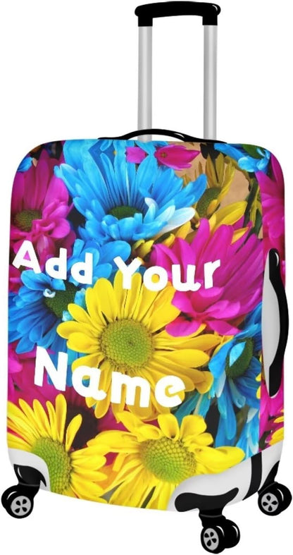 Customized Luggage Cover for Suitcase Personalized Name Suitcase Cover Fit 26-29 Inch Flower Luggage Covers Zip Closure Suitcase Cover Protector for Travel Business Anti-Scratch Baggage Cover