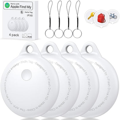 Tags-4 Pack, Smart Bluetooth Tracker Work with Apple Find My, Key Finders and Find My Tracker, Game Changer Waterproof Smart Tag with Key Ring GPS Tracker Tag for Keys/Luggage/Wallet (White)