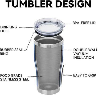 DOMICARE 20oz Tumbler with Lid Stainless Steel Tumblers Bulk, Double Wall Vacuum Insulated Coffee Travel Mug Powder Coated Tumbler, 4 Pack Dark Blue