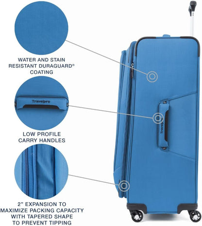 Travelpro Maxlite 5 Softside Expandable Checked Luggage with 4 Spinner Wheels, Lightweight Suitcase, Men and Women, Azure Blue, Checked Large 29-Inch