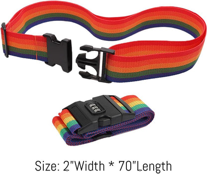 4PC Custom Embroidery Luggage Strap with Your Text/Name,Personalized Luggage Straps with Lock for Suitcases,Adjustable Suitcase Strap Belt Tag for Secure Travel