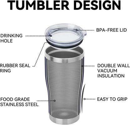 DOMICARE 20oz Tumbler with Lid Stainless Steel Tumblers Bulk, Double Wall Vacuum Insulated Coffee Travel Mug Powder Coated Tumbler, 12 Pack Navy
